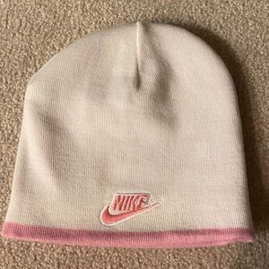 Nike Pink Beanie with White Stripe
